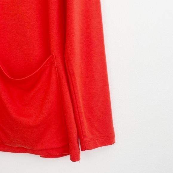 Eileen Fisher Orange Red Terry Pocket Scoop Neck Long Sleeve Stretch Top Size XS - Picture 5 of 14